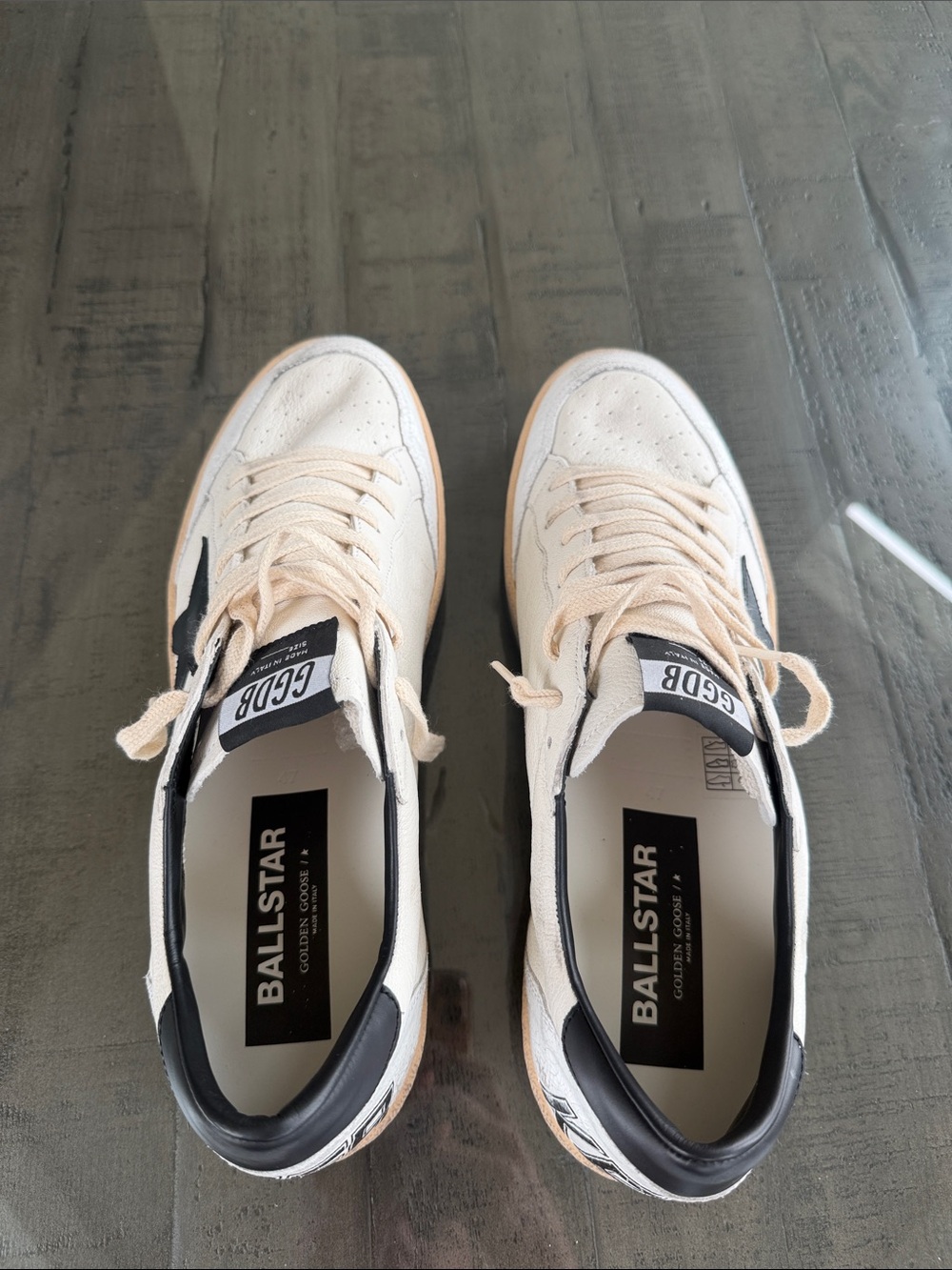 Golden Goose Mens Ball Star Sneakers White, Black & Tan EU size 47 with Dust bag - Picture 4 of 16